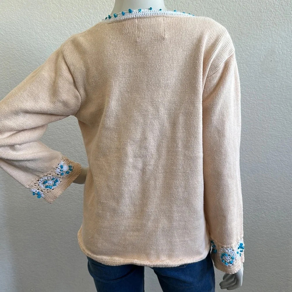 Storybook Knits Vintage Turquoise Crochet Cardigan - Picture 10 of 10